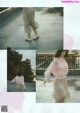 A collage of photos of a woman in a pink top and leopard print skirt.